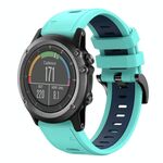 Per Garmin Fenix 3 Sapphire 26mm Cinturino sportivo in silicone bicolore (verde menta + blu)