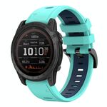 Per Garmin TACTIX 7 / 7Pro 26mm Cinturino sportivo in silicone bicolore (verde menta + blu)