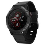 Per Garmin Fenix 5X Plus 26mm Cinturino in pelle con fibbia in acciaio (nero)