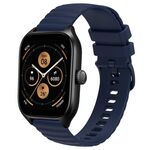 Per Amazfit GTS 4 Cinturino per orologio in silicone tinta unita con motivo a punti ondulati da 20 mm (blu navy)