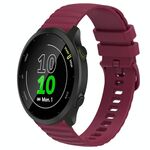 Per Garmin Forerunner 158 Cinturino per orologio in silicone tinta unita con motivo a punti ondulati da 20 mm (rosso vino)