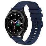 Per Samsung Galaxy Watch 4 Classic 46mm 20mm Cinturino in silicone tinta unita con motivo a pois ondulato (blu navy)