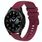 Per Samsung Galaxy Watch 4 Classic 46mm 20mm Cinturino in silicone tinta unita con motivo a pois ondulato (rosso vino)