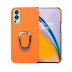 Per OnePlus Nord 2 5G Ring Holder Litchi Texture Custodia in vera pelle per telefono (gialla)