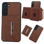 Per Samsung Galaxy S22 5G Custodia per telefono con fibbia in metallo tinta unita con slot per schede (marrone)