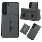 Per Samsung Galaxy S22 5G Custodia per telefono con fibbia in metallo tinta unita con slot per schede (grigio)