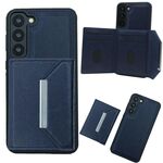 Per Samsung Galaxy S22+ 5G Custodia per telefono con fibbia in metallo tinta unita con slot per schede (blu)