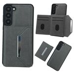 Per Samsung Galaxy S22+ 5G Custodia per telefono con fibbia in metallo tinta unita con slot per schede (grigio)