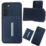 Per Samsung Galaxy S23 5G Custodia per telefono con fibbia in metallo tinta unita con slot per schede (blu)