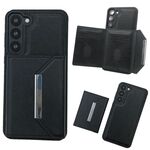 Per Samsung Galaxy S23 5G Custodia per telefono con fibbia in metallo tinta unita con slot per schede (nero)