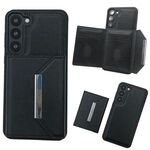 Per Samsung Galaxy S23+ 5G Custodia per telefono con fibbia in metallo tinta unita con slot per schede (nero)
