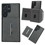 Custodia per telefono con fibbia in metallo tinta unita per Samsung Galaxy S22 Ultra 5G (grigio)