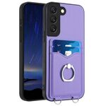Per Samsung Galaxy S22+ 5G R20 Custodia per telefono con porta carte ad anello (viola)
