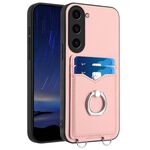Per Samsung Galaxy S23 5G R20 Custodia per telefono con supporto per carte ad anello (rosa)