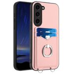 Custodia per telefono con porta carte ad anello per Samsung Galaxy S23+ 5G R20 (rosa)