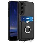 Custodia per telefono con porta carte ad anello per Samsung Galaxy S23+ 5G R20 (nera)
