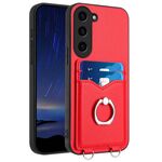 Custodia per telefono con porta carte ad anello per Samsung Galaxy S23+ 5G R20 (rossa)