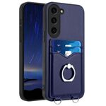 Custodia per telefono con porta carte ad anello per Samsung Galaxy S23+ 5G R20 (blu)
