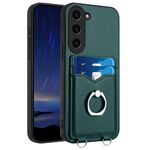 Per Samsung Galaxy S23+ 5G R20 Custodia per telefono con porta carte ad anello (verde)