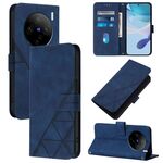 Per vivo X100 Pro Custodia a tracolla in pelle con vibrazione 3D in rilievo (blu)