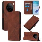 Custodia per cellulare in pelle con custodia a tracolla 3D in rilievo per vivo X100 Pro (marrone)