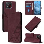Custodia per telefono in pelle con custodia a tracolla 3D in rilievo per Asus ROG Phone 8 (vino rosso)