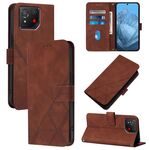 Custodia per cellulare in pelle con custodia a tracolla 3D in rilievo per Asus ROG Phone 8 (marrone)