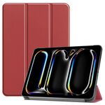 Per iPad Pro 11 2024 Custer TPU Pure Color 3-Fold Holder Custodia tablet in pelle intelligente con portapenne (vino rosso)