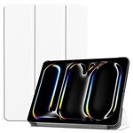 Per iPad Pro 11 2024 Custer TPU Pure Color Custodia per tablet in pelle intelligente con supporto a 3 pieghe con vassoio portapenne (Bianco)