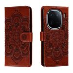 Per vivo iQOO 12 Pro Custodia in pelle con motivo a rilievo Sun Mandala (marrone)