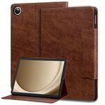 Custodia per tablet in pelle con fibbia per gatti Samsung Galaxy Tab A9+ (marrone)