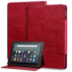 Per Amazon Kindle Fire HD 8 2022 Custodia per tablet intelligente in pelle con fibbia a forma di gatto (rosso)