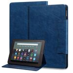 Per Amazon Kindle Fire HD 8 2022 Custodia per tablet intelligente in pelle con fibbia a forma di gatto (blu reale)