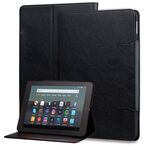 Per Amazon Kindle Fire HD 10 2023/2021 Custodia per tablet intelligente in pelle con fibbia a forma di gatto (nera)