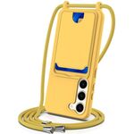 Per Samsung Galaxy S23+ 5G Custodia per telefono in silicone liquido tinta unita con cordino (giallo)