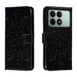 Per Xiaomi Redmi K70E Custodia in pelle con motivo a rilievo Sun Mandala (nero)