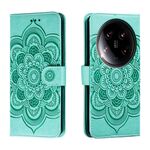 Per Xiaomi 14 Ultra Sun Mandala Embossing Pattern Custodia in pelle per telefono (verde)