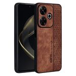 Custodia per telefono con sensazione di pelle in rilievo 3D Global AZNS per Xiaomi Redmi 13 4G (marrone)