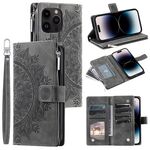Per Xiaomi Redmi 13 4G Multi-Card Totem Zipper Custodia in pelle per telefono (grigio)