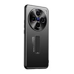 Custodia per telefono con supporto in TPU ibrido in metallo satinato per vivo X100s (nera)
