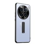 Custodia per telefono con supporto in TPU ibrido in metallo ultra satinato per vivo X100 (blu)