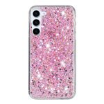 Custodia per telefono in TPU con polvere glitterata e cornice trasparente per Samsung Galaxy S23+ 5G (rosa)