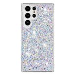 Custodia per telefono in TPU con polvere glitterata e cornice trasparente per Samsung Galaxy S24 Ultra 5G (bianca)