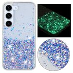 Custodia per telefono in TPU con polvere glitterata nottilucente con cornice trasparente per Samsung Galaxy S23 5G (viola)