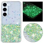 Per Samsung Galaxy S23 5G Custodia per telefono in TPU con polvere glitterata nottilucente con cornice trasparente (verde)