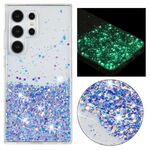 Custodia per telefono in TPU con polvere glitterata nottilucente con cornice trasparente per Samsung Galaxy S24 Ultra 5G (viola)