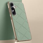 Per Samsung Galaxy S24+ 5G Custodia per PC in pelle tinta unita (verde)