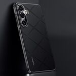 Per Samsung Galaxy S24 5G Custodia per PC in pelle tinta unita (nera)