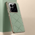 Custodia per telefono PC in pelle tinta unita Xiaomi 14 (verde)