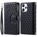 Per Xiaomi Redmi 13 4G Glitter Lattice Custodia a portafoglio in pelle con cerniera (Nero)